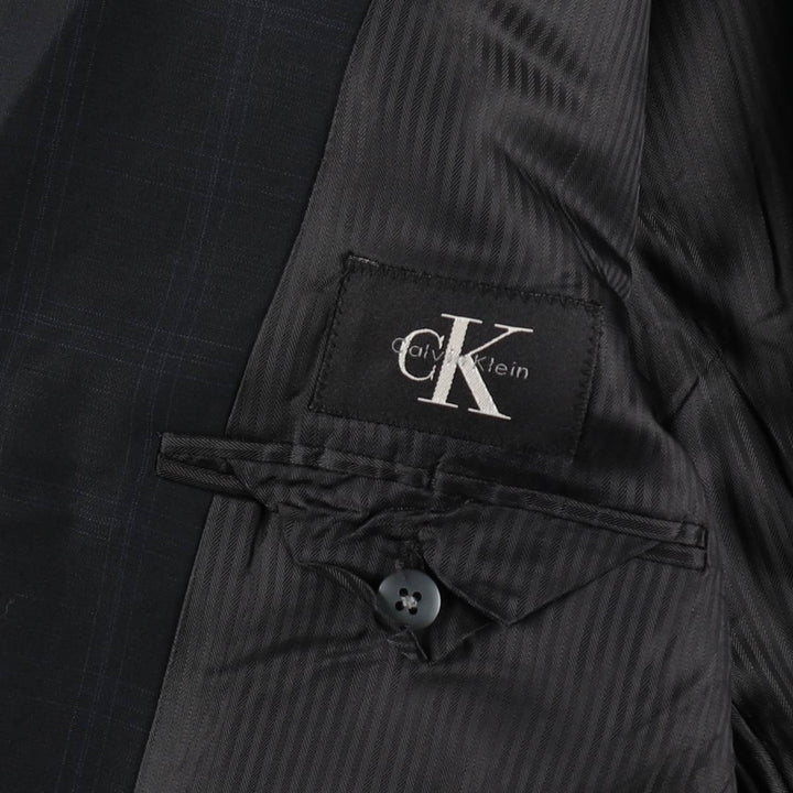 90s-00'S Calvin Klein Check Pattern Wool Tailored Jacket, Made in Canada, Men's Size M (approx.) wool black type Vintage Second Hand
