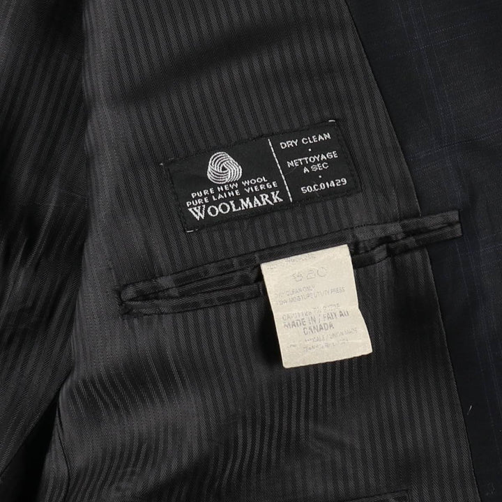 90s-00'S Calvin Klein Check Pattern Wool Tailored Jacket, Made in Canada, Men's Size M (approx.) wool black type Vintage Second Hand