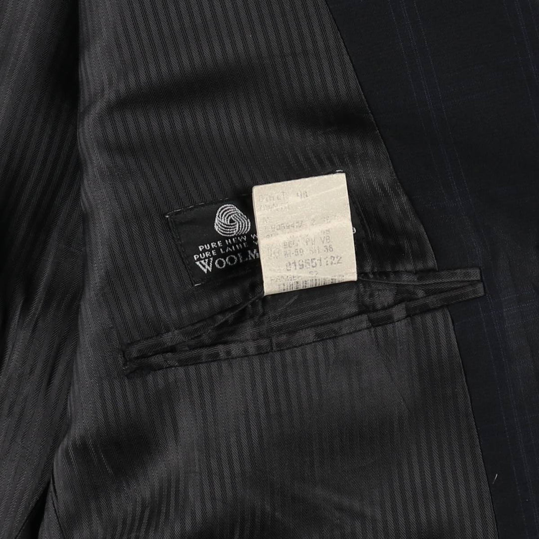 90s-00'S Calvin Klein Check Pattern Wool Tailored Jacket, Made in Canada, Men's Size M (approx.) wool black type Vintage Second Hand