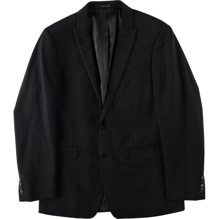 Calvin Klein extreme slim fit striped pattern peaked lapel wool tailored jacket, men's size M equivalent. wool black type Vintage Second Hand