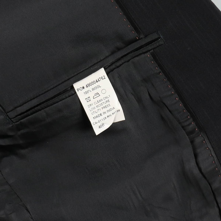 Calvin Klein extreme slim fit striped pattern peaked lapel wool tailored jacket, men's size M equivalent. wool black type Vintage Second Hand