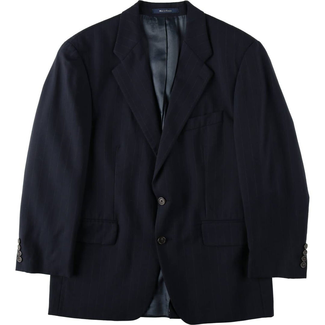 Ralph Lauren CHAPS Stripe Pattern Wool Tailored Jacket, Made in Canada, Men's Size L (approx.), Vintage wool navy blue type Vintage Second Hand