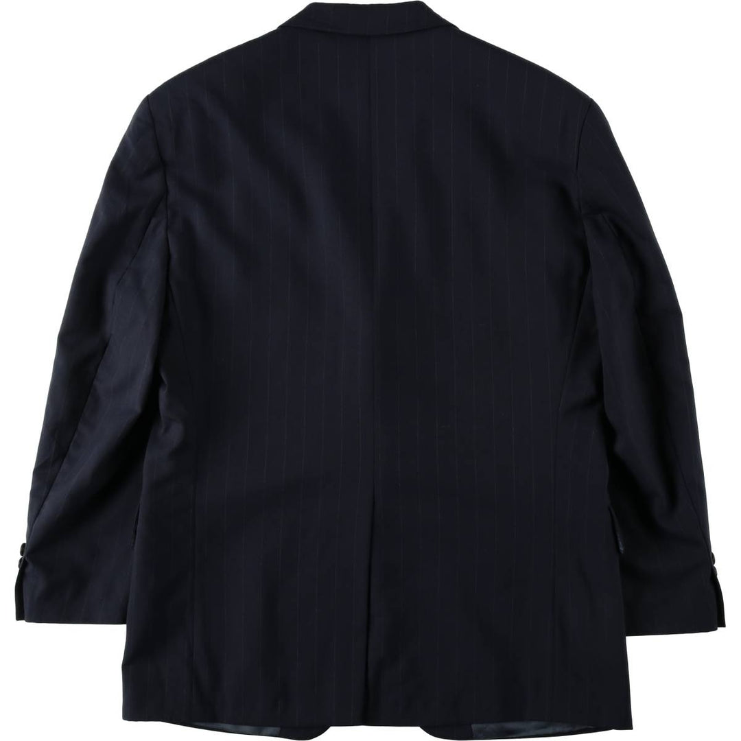 Ralph Lauren CHAPS Stripe Pattern Wool Tailored Jacket, Made in Canada, Men's Size L (approx.), Vintage wool navy blue type Vintage Second Hand