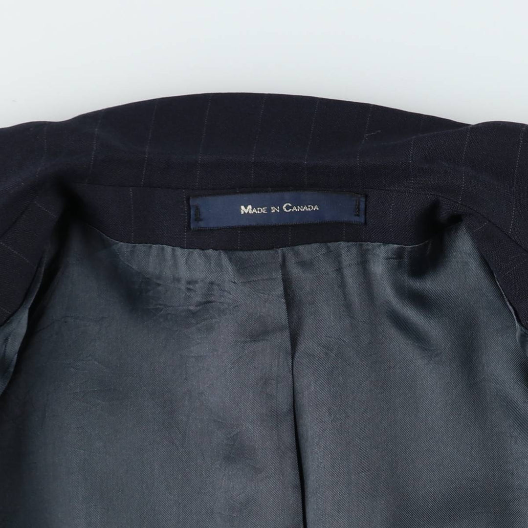 Ralph Lauren CHAPS Stripe Pattern Wool Tailored Jacket, Made in Canada, Men's Size L (approx.), Vintage wool navy blue type Vintage Second Hand