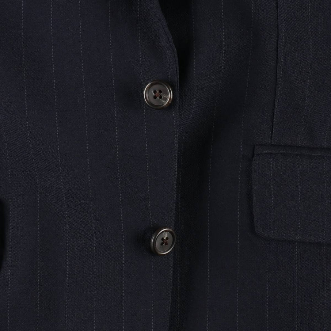 Ralph Lauren CHAPS Stripe Pattern Wool Tailored Jacket, Made in Canada, Men's Size L (approx.), Vintage wool navy blue type Vintage Second Hand