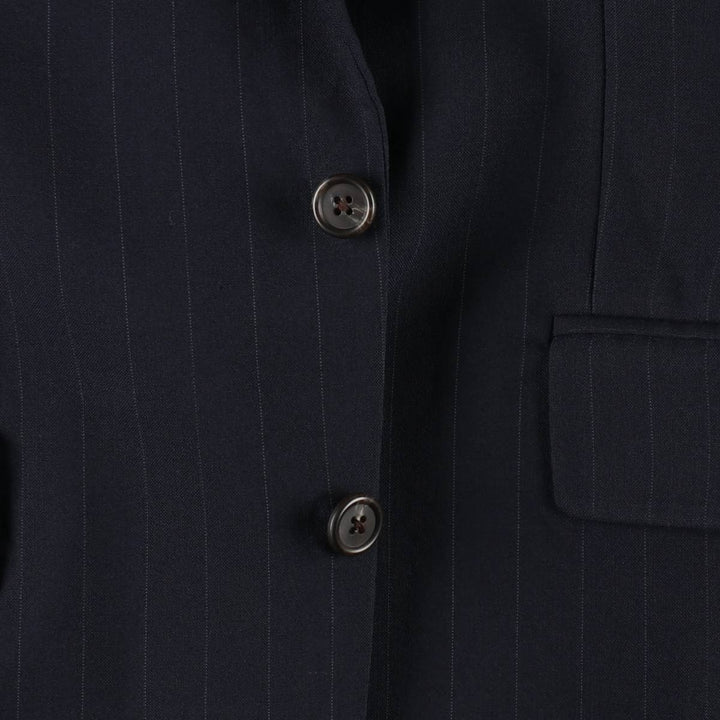 Ralph Lauren CHAPS Stripe Pattern Wool Tailored Jacket, Made in Canada, Men's Size L (approx.), Vintage wool navy blue type Vintage Second Hand