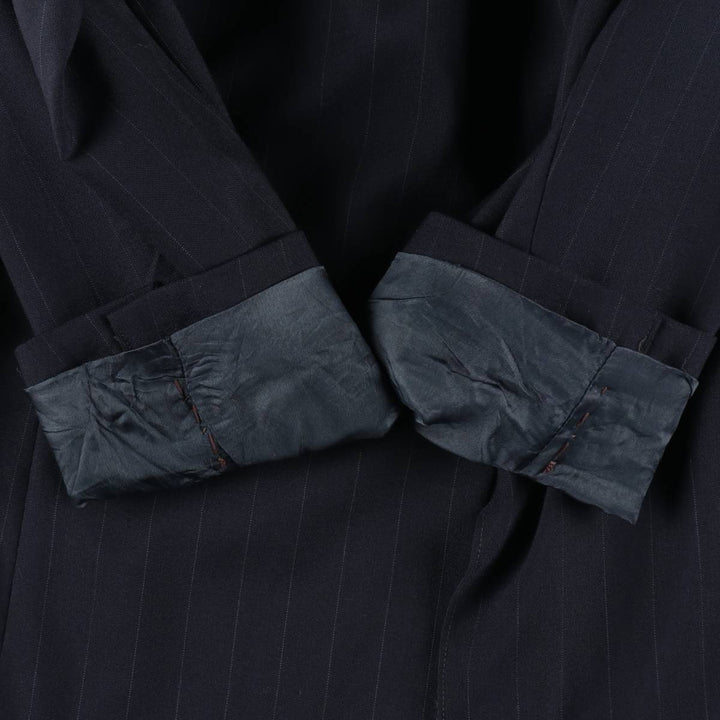 Ralph Lauren CHAPS Stripe Pattern Wool Tailored Jacket, Made in Canada, Men's Size L (approx.), Vintage wool navy blue type Vintage Second Hand
