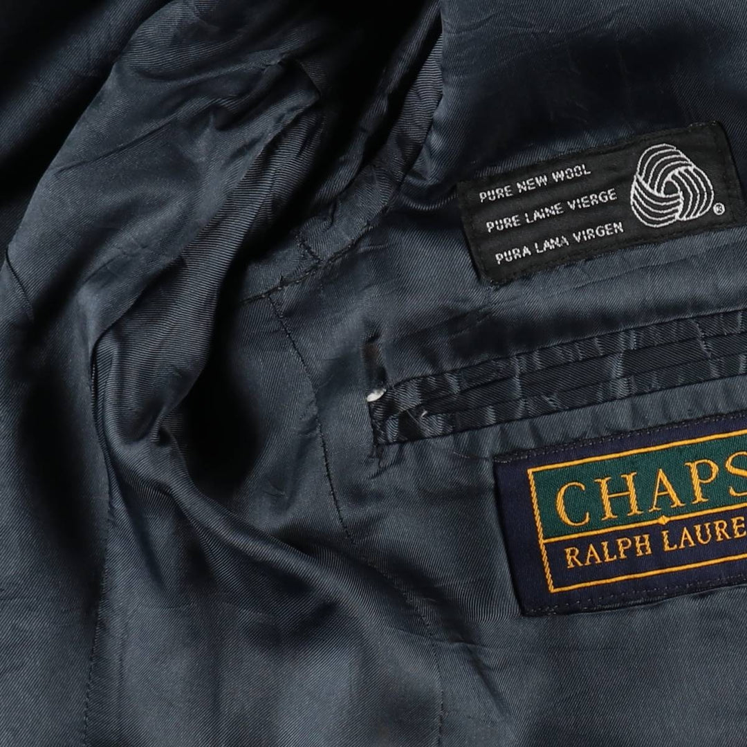 Ralph Lauren CHAPS Stripe Pattern Wool Tailored Jacket, Made in Canada, Men's Size L (approx.), Vintage wool navy blue type Vintage Second Hand