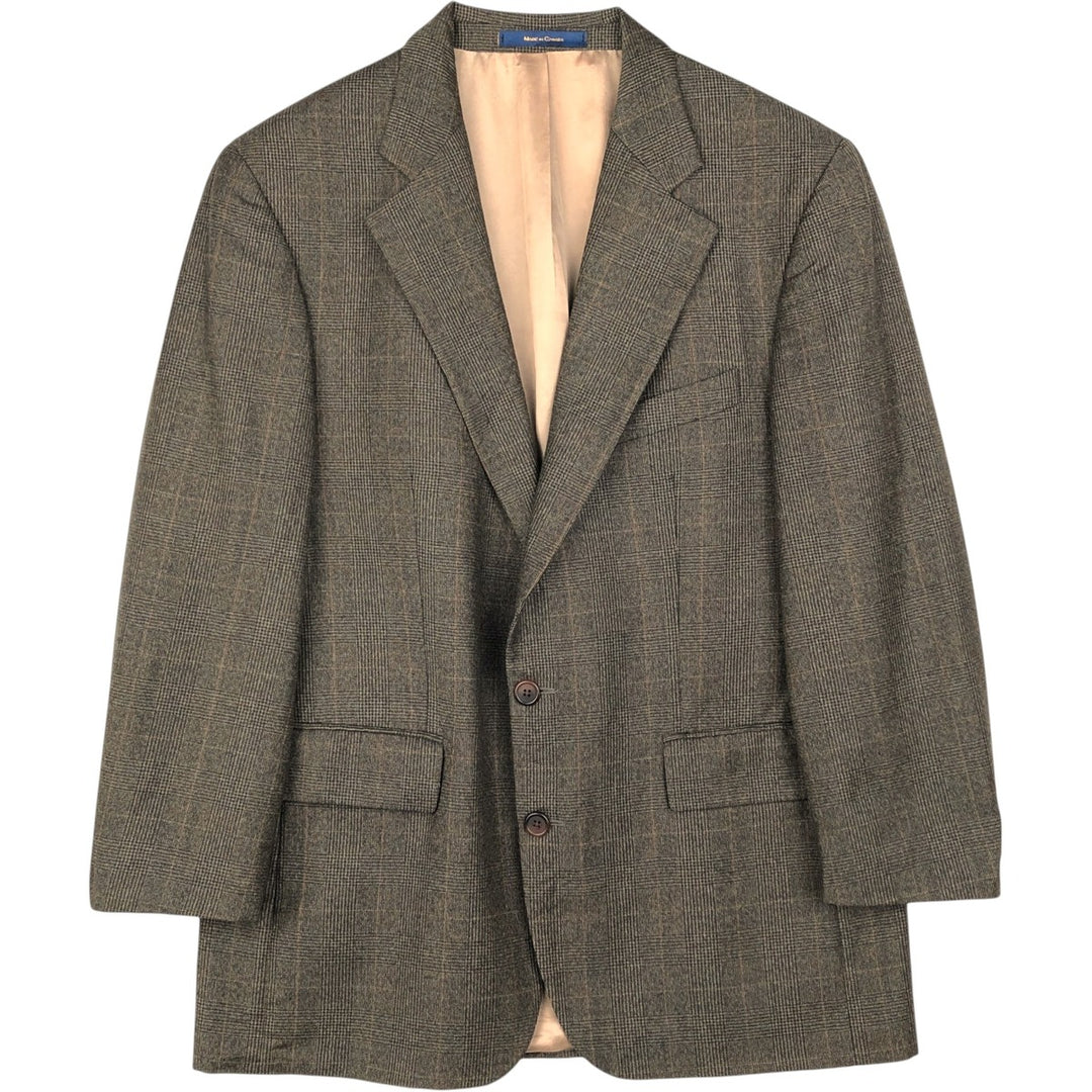 Ralph Lauren CHAPS Check Pattern Wool Tailored Jacket, Made in Canada, Men's Size L wool brown type Vintage Second Hand