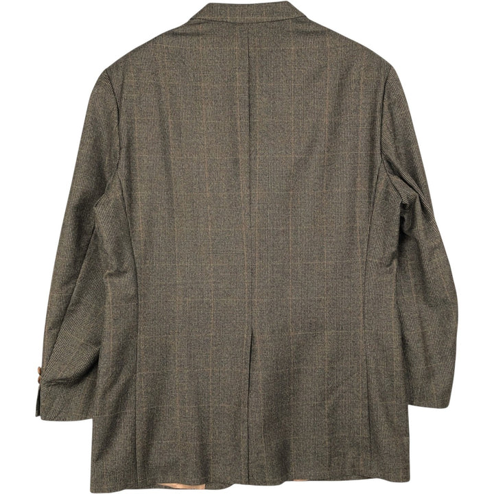Ralph Lauren CHAPS Check Pattern Wool Tailored Jacket, Made in Canada, Men's Size L wool brown type Vintage Second Hand