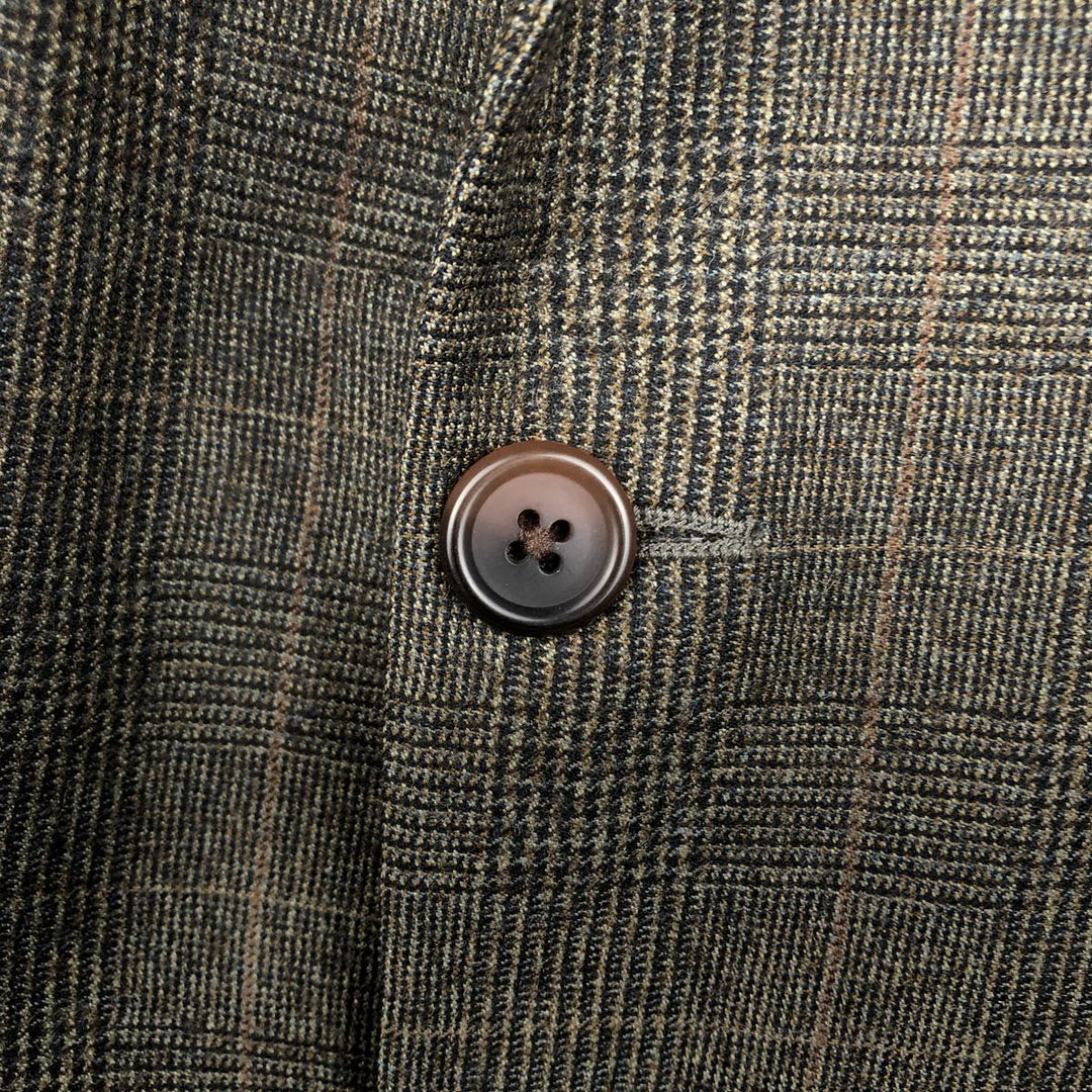 Ralph Lauren CHAPS Check Pattern Wool Tailored Jacket, Made in Canada, Men's Size L wool brown type Vintage Second Hand
