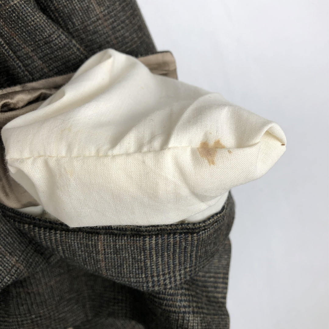 Ralph Lauren CHAPS Check Pattern Wool Tailored Jacket, Made in Canada, Men's Size L wool brown type Vintage Second Hand