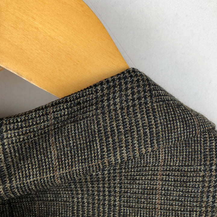 Ralph Lauren CHAPS Check Pattern Wool Tailored Jacket, Made in Canada, Men's Size L wool brown type Vintage Second Hand