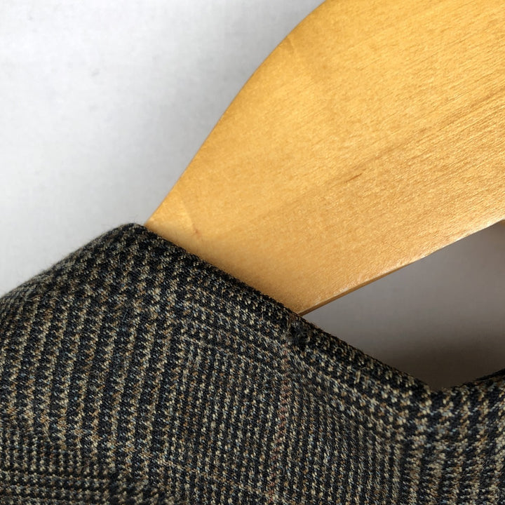Ralph Lauren CHAPS Check Pattern Wool Tailored Jacket, Made in Canada, Men's Size L wool brown type Vintage Second Hand