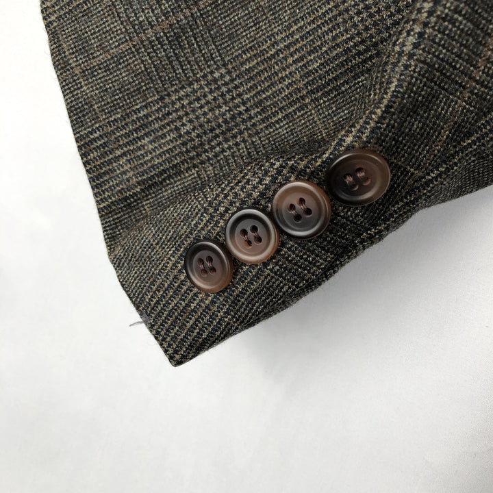 Ralph Lauren CHAPS Check Pattern Wool Tailored Jacket, Made in Canada, Men's Size L wool brown type Vintage Second Hand