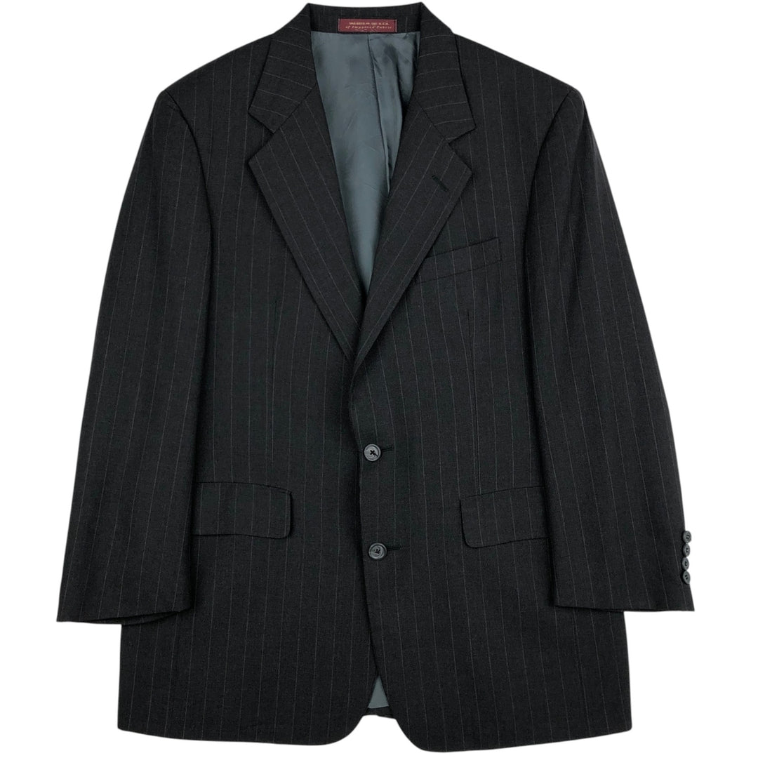 Nordstrom CLASSIC COLLECTION Stripe Pattern Tailored Jacket, Made in USA, Men's Size L (approx.) unclear gray type Vintage Second Hand
