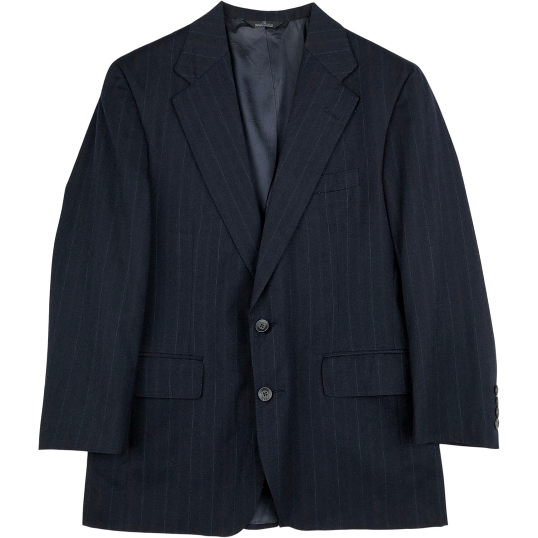 Ralph Lauren CHAPS Stripe Pattern Wool Tailored Jacket, Made in USA, Men's Size M (approx.) wool navy blue type Vintage Second Hand