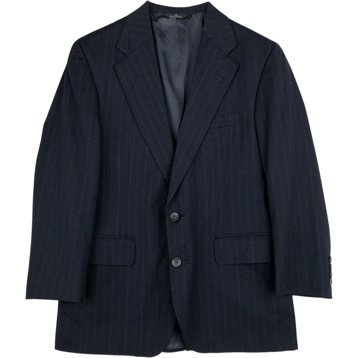 Ralph Lauren CHAPS Stripe Pattern Wool Tailored Jacket, Made in USA, Men's Size M (approx.) wool navy blue type Vintage Second Hand