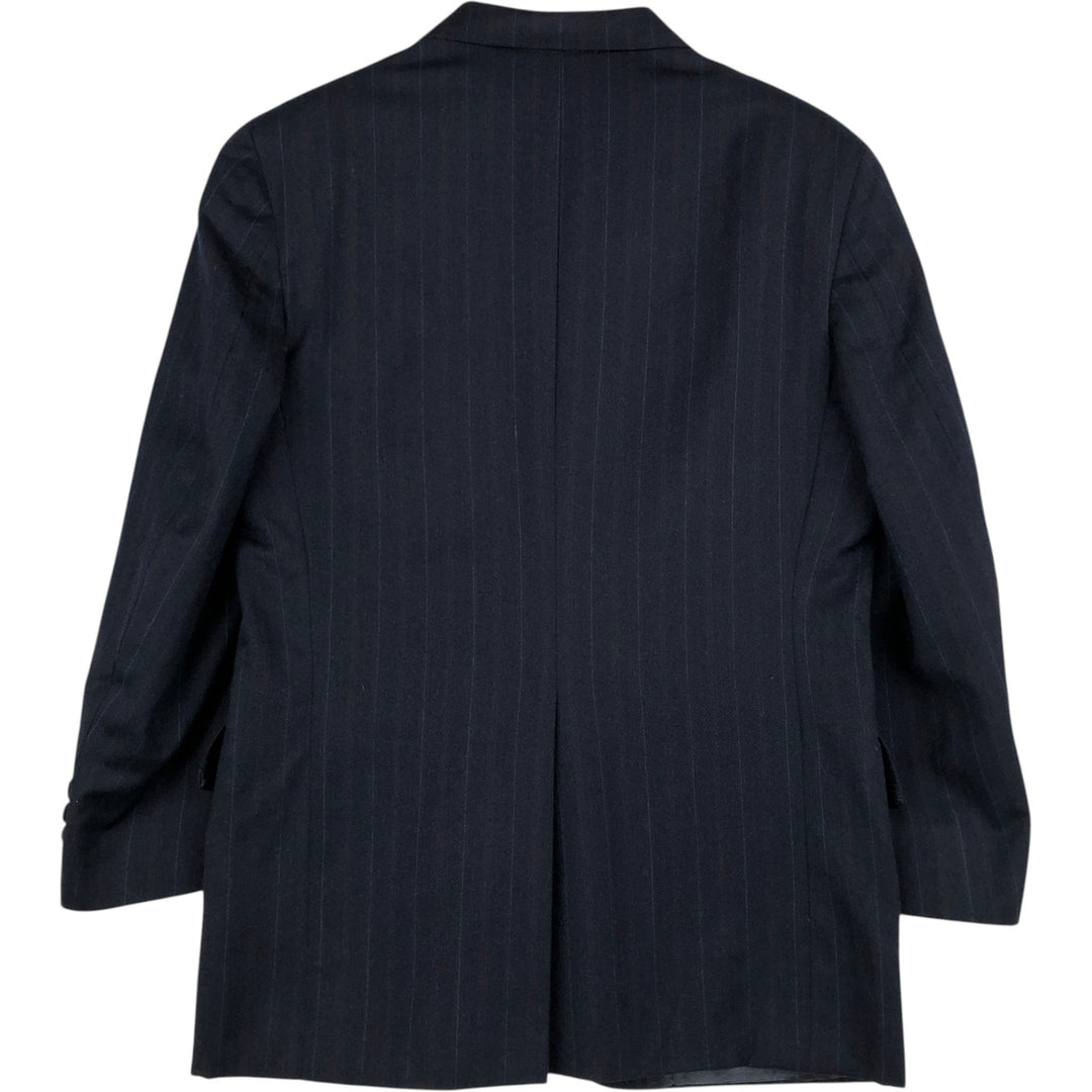 Ralph Lauren CHAPS Stripe Pattern Wool Tailored Jacket, Made in USA, Men's Size M (approx.) wool navy blue type Vintage Second Hand