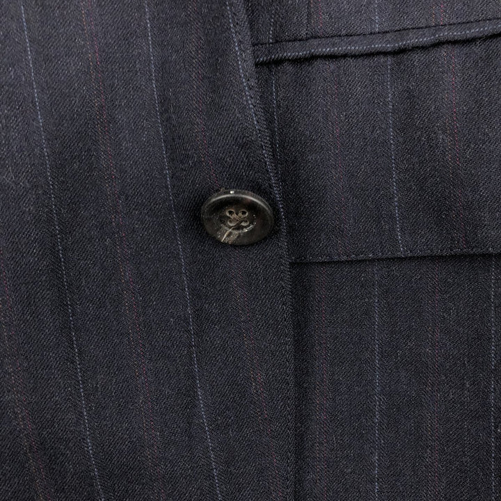 Ralph Lauren CHAPS Stripe Pattern Wool Tailored Jacket, Made in USA, Men's Size M (approx.) wool navy blue type Vintage Second Hand
