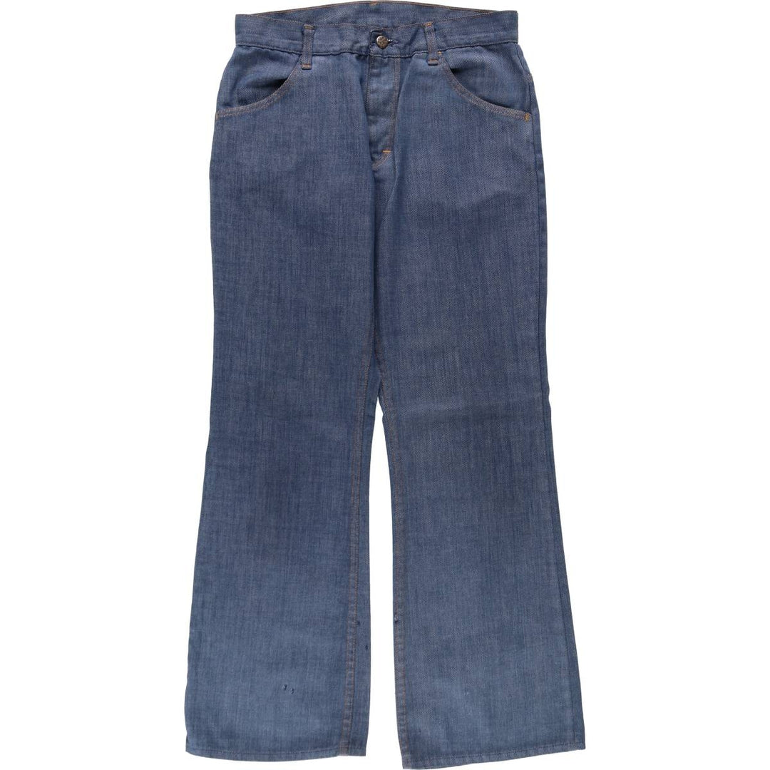 1970'S Sears Put On Shop Bat Dye Flare Cut Denim Pants W31 L32 (Men's W31 equivalent) Vintage unclear blue type Vintage Second Hand