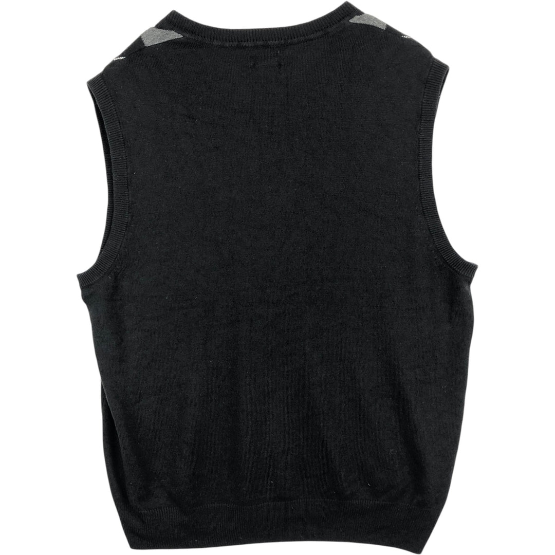 Dockers Slim Fit Argyle Pattern V-Neck Acrylic Knit Vest (Men's XL equivalent) acrylic black type Vintage Second Hand
