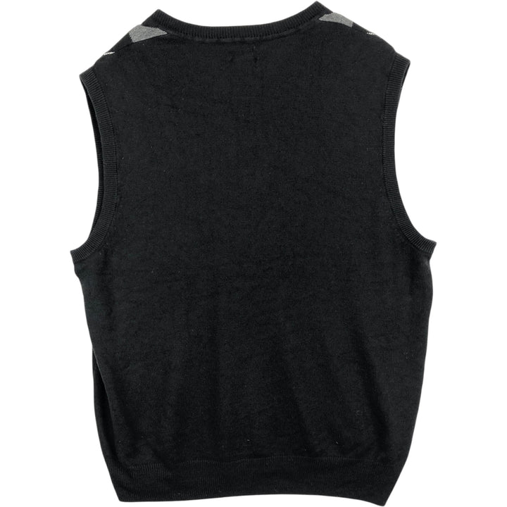 Dockers Slim Fit Argyle Pattern V-Neck Acrylic Knit Vest (Men's XL equivalent) acrylic black type Vintage Second Hand