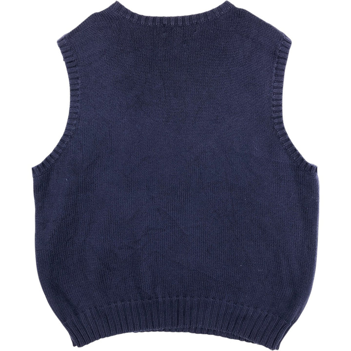 Ralph Lauren POLO by Ralph Lauren V-neck cotton knit vest, men's size XL cotton navy blue type Vintage Second Hand