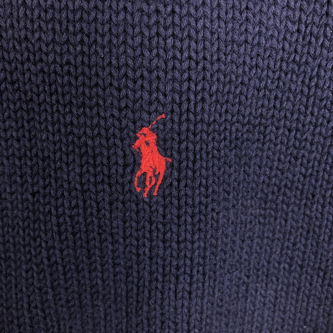 Ralph Lauren POLO by Ralph Lauren V-neck cotton knit vest, men's size XL cotton navy blue type Vintage Second Hand