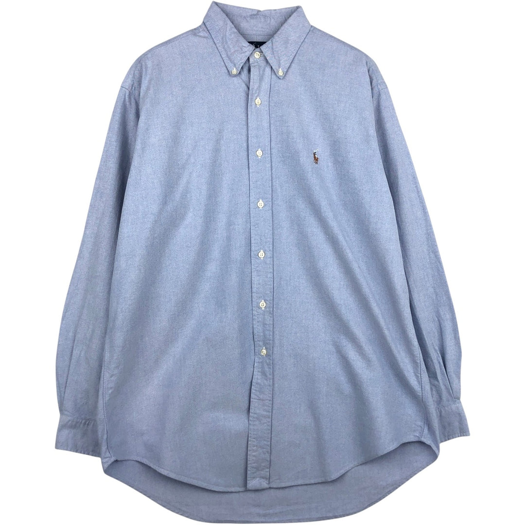 Ralph Lauren YARMOUTH long sleeve button down shirt, men's XL size cotton Blue type light blue Vintage Second Hand