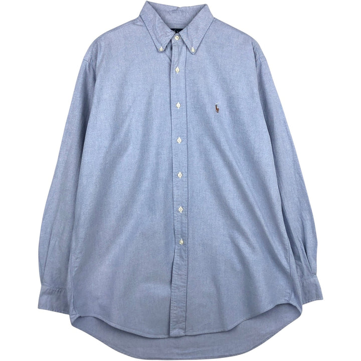 Ralph Lauren YARMOUTH long sleeve button down shirt, men's XL size cotton Blue type light blue Vintage Second Hand