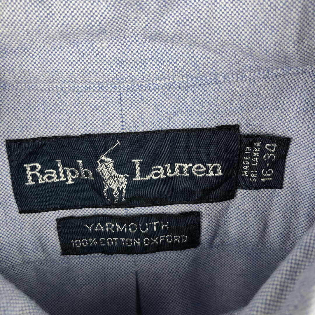 Ralph Lauren YARMOUTH long sleeve button down shirt, men's XL size cotton Blue type light blue Vintage Second Hand