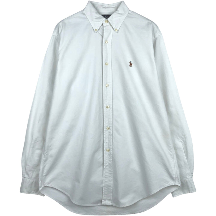 Ralph Lauren YARMOUTH long sleeve button down shirt, men's size L cotton white type Vintage Second Hand