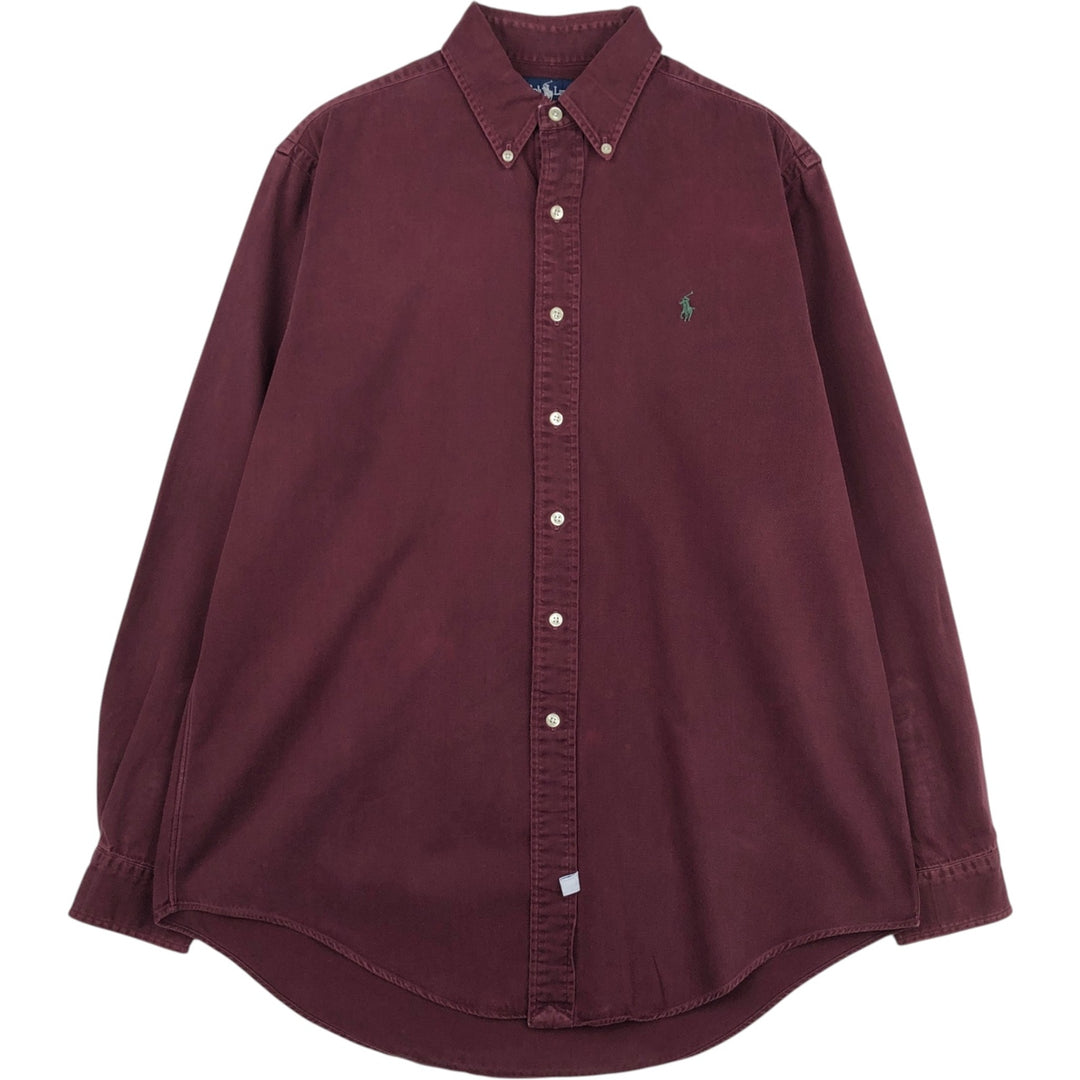 Ralph Lauren long sleeve button down shirt, men's size L cotton wine-red Vintage Second Hand