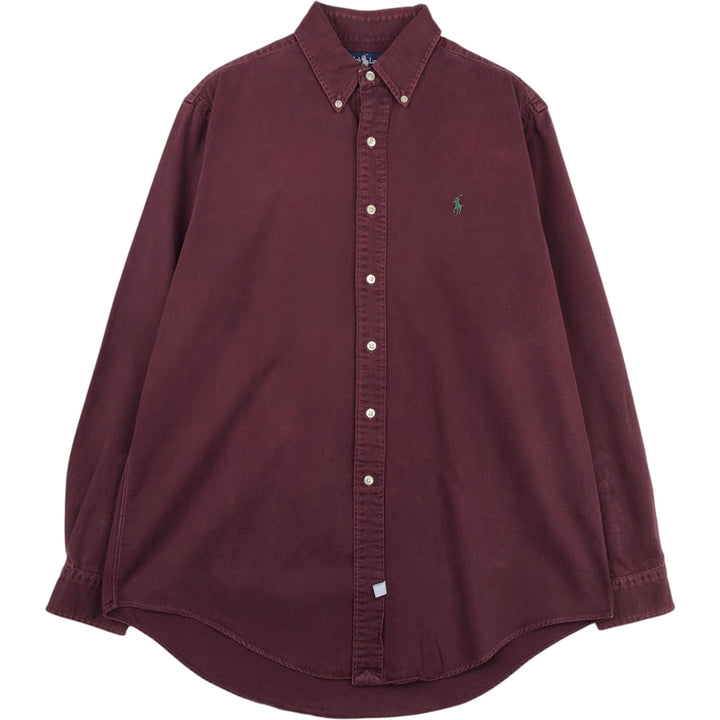 Ralph Lauren long sleeve button down shirt, men's size L cotton wine-red Vintage Second Hand