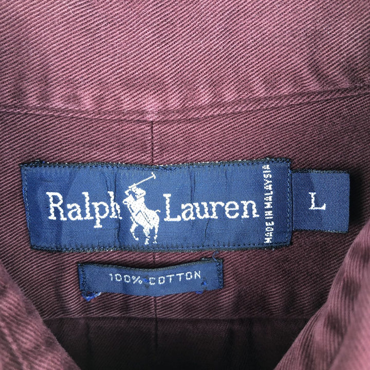 Ralph Lauren long sleeve button down shirt, men's size L cotton wine-red Vintage Second Hand