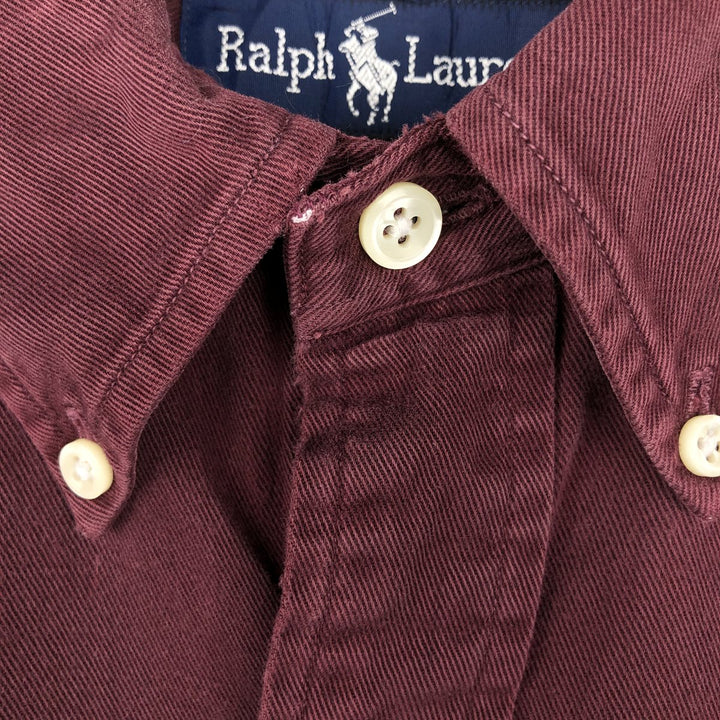 Ralph Lauren long sleeve button down shirt, men's size L cotton wine-red Vintage Second Hand