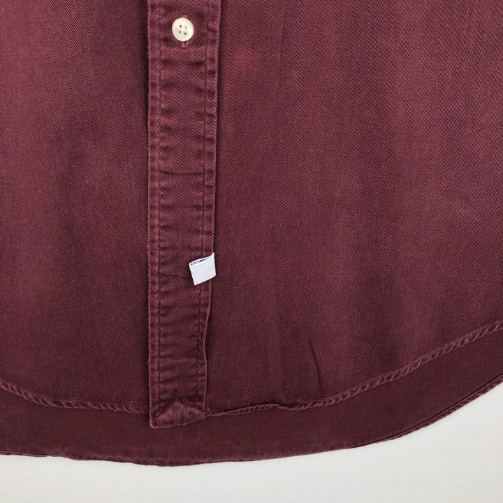 Ralph Lauren long sleeve button down shirt, men's size L cotton wine-red Vintage Second Hand