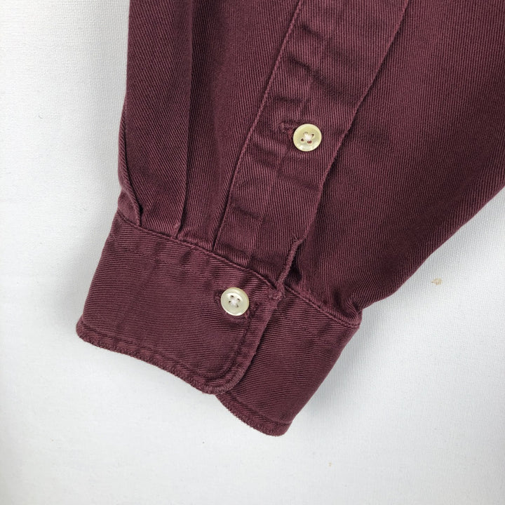 Ralph Lauren long sleeve button down shirt, men's size L cotton wine-red Vintage Second Hand