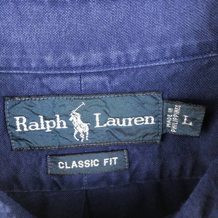Ralph Lauren Classic Fit Long Sleeve Button Down Shirt, Men's Size L cotton blue type Vintage Second Hand
