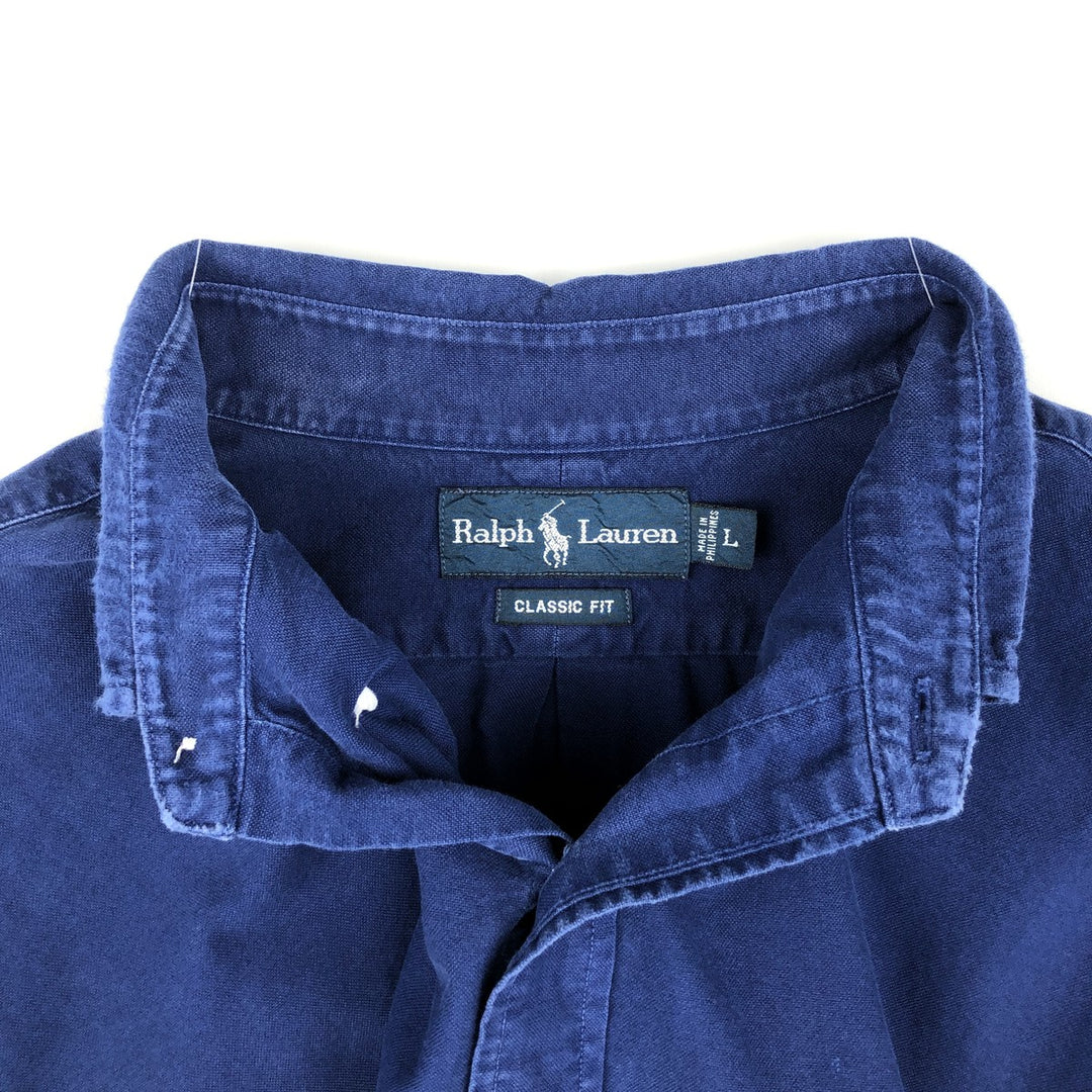 Ralph Lauren Classic Fit Long Sleeve Button Down Shirt, Men's Size L cotton blue type Vintage Second Hand