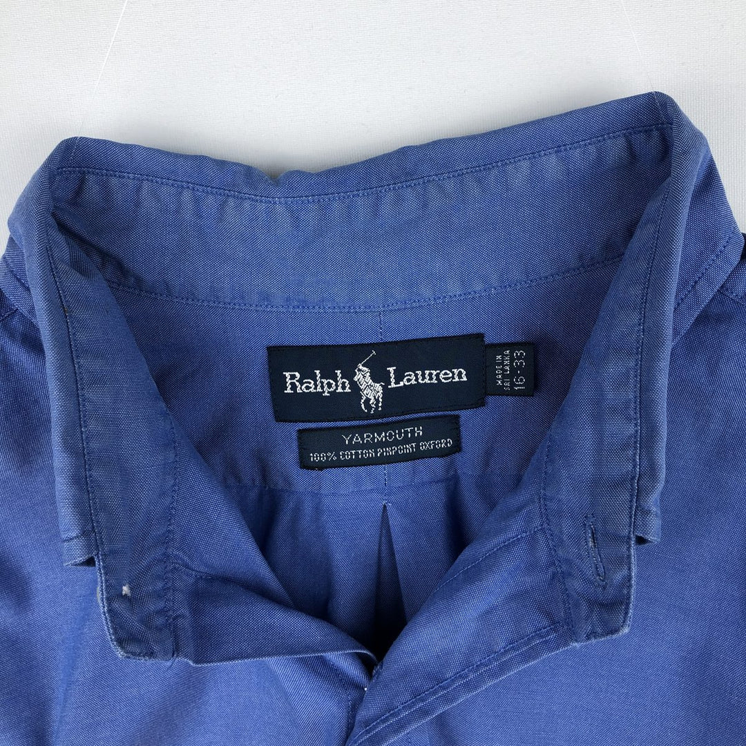 Ralph Lauren YARMOUTH long sleeve button down shirt, men's size L cotton blue type Vintage Second Hand