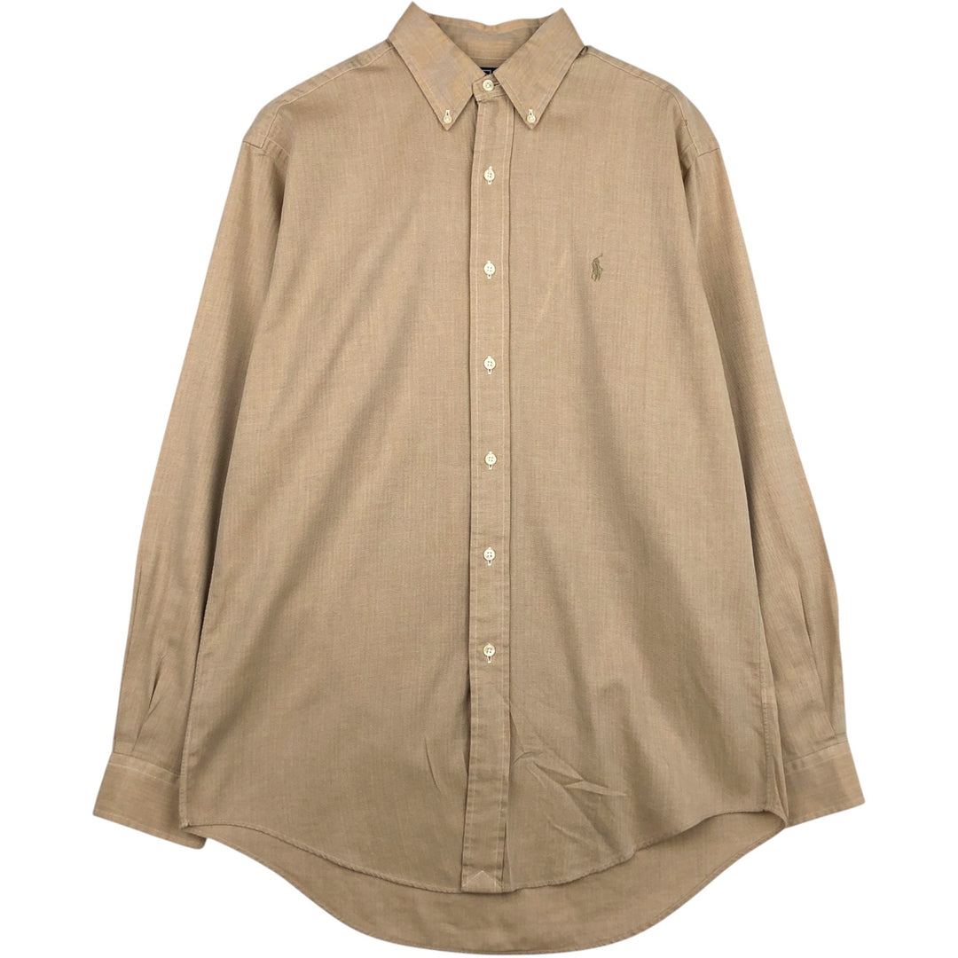 Ralph Lauren YARMOUTH long sleeve button down shirt, men's size M cotton Beige type Vintage Second Hand