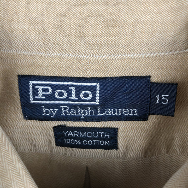 Ralph Lauren YARMOUTH long sleeve button down shirt, men's size M cotton Beige type Vintage Second Hand