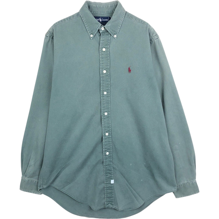Ralph Lauren long sleeve button down shirt, men's size M cotton Khaki type sage green Vintage Second Hand