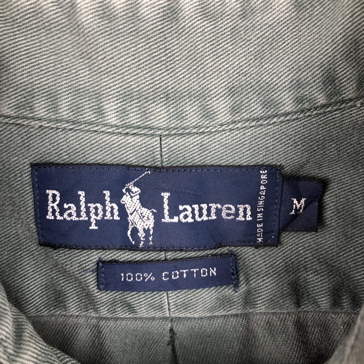 Ralph Lauren long sleeve button down shirt, men's size M cotton Khaki type sage green Vintage Second Hand