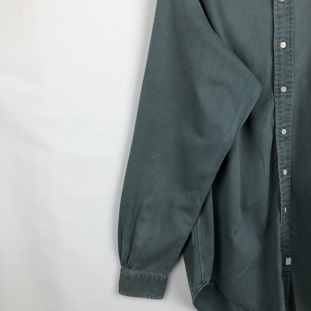 Ralph Lauren long sleeve button down shirt, men's size M cotton Khaki type sage green Vintage Second Hand