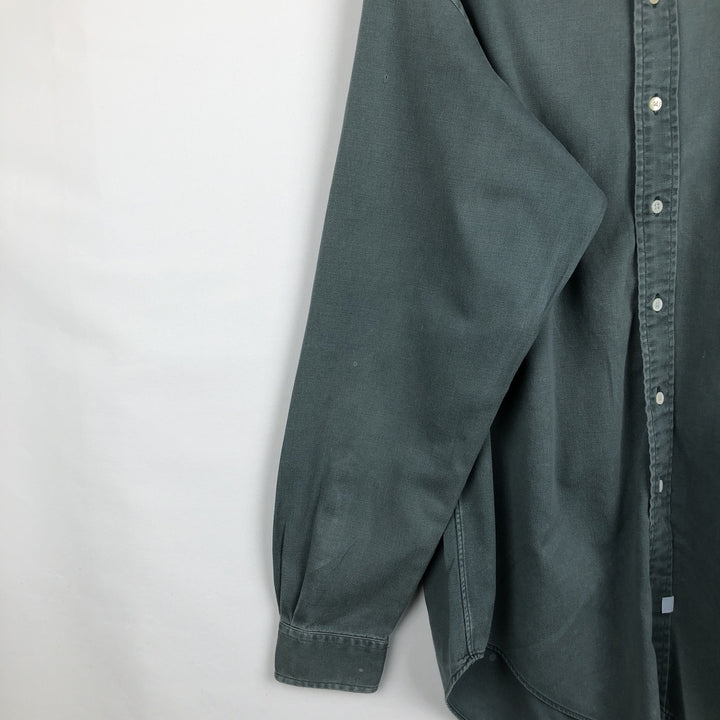 Ralph Lauren long sleeve button down shirt, men's size M cotton Khaki type sage green Vintage Second Hand