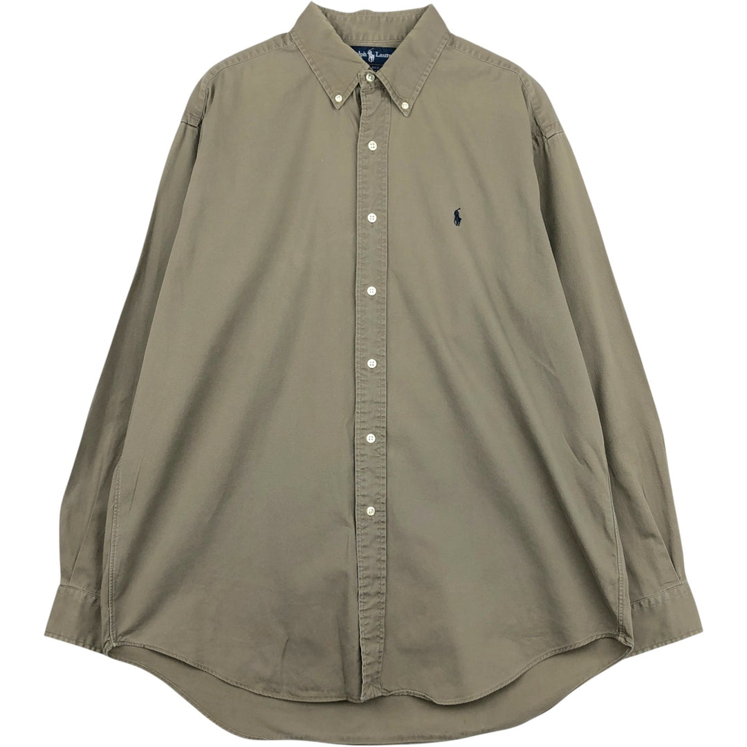 Ralph Lauren BLAKE long sleeve button down shirt, men's size L cotton gray type Vintage Second Hand