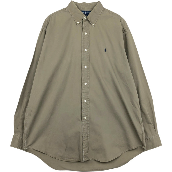 Ralph Lauren BLAKE long sleeve button down shirt, men's size L cotton gray type Vintage Second Hand